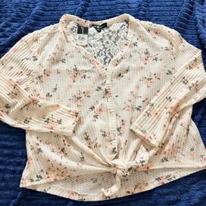 Floral Lace-Trimmed Women's Top
